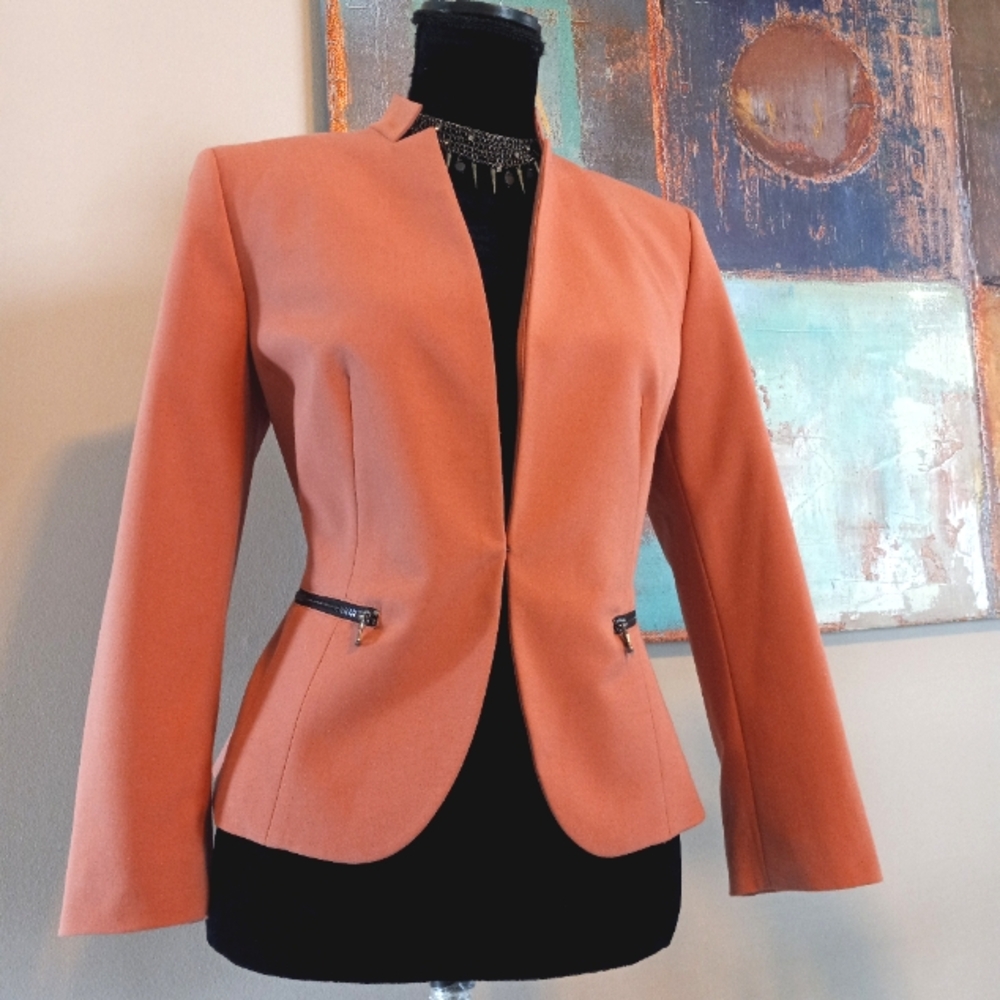 Nine West Clasp Front Career Blazer Size 6 NWOT Pink/Orange
